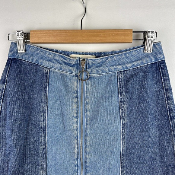 Pacsun Denim Skirt Womens Size 26 Blue Jean Mini Skirt Bohemian Zip Front - Picture 5 of 9